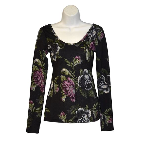 A6 Auth LULULEMON Floral Printed Long Sleeve Scoop Back Workout Top Size 4 - Picture 2 of 6